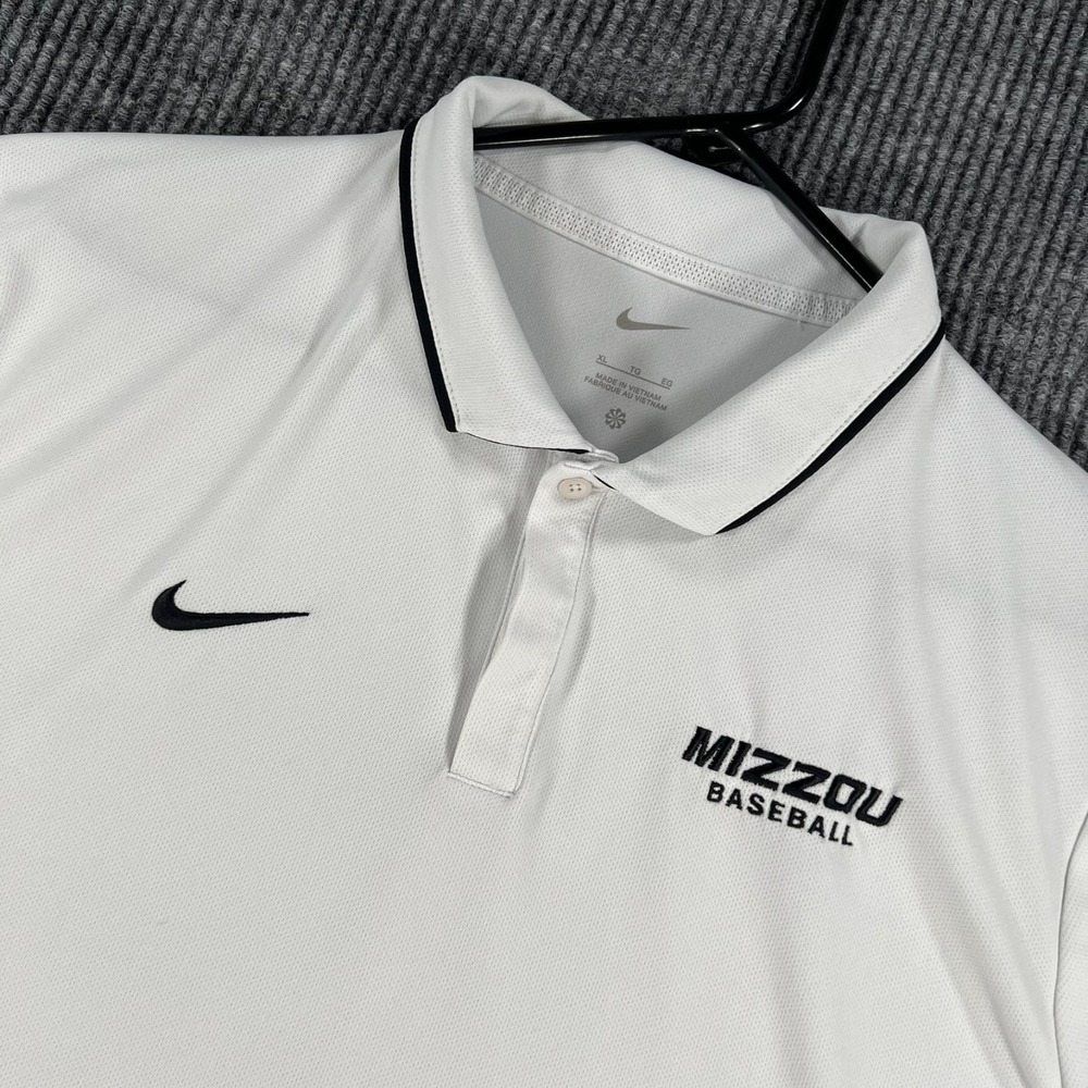 Missouri Tigers Mizzou Baseball Polo Shirt Mens XL Extra Large White Short Slv